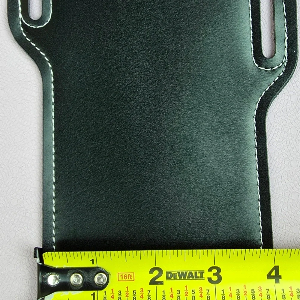 Men’s Black Leather Belt Phone Holster Rugged EDC Waist Case